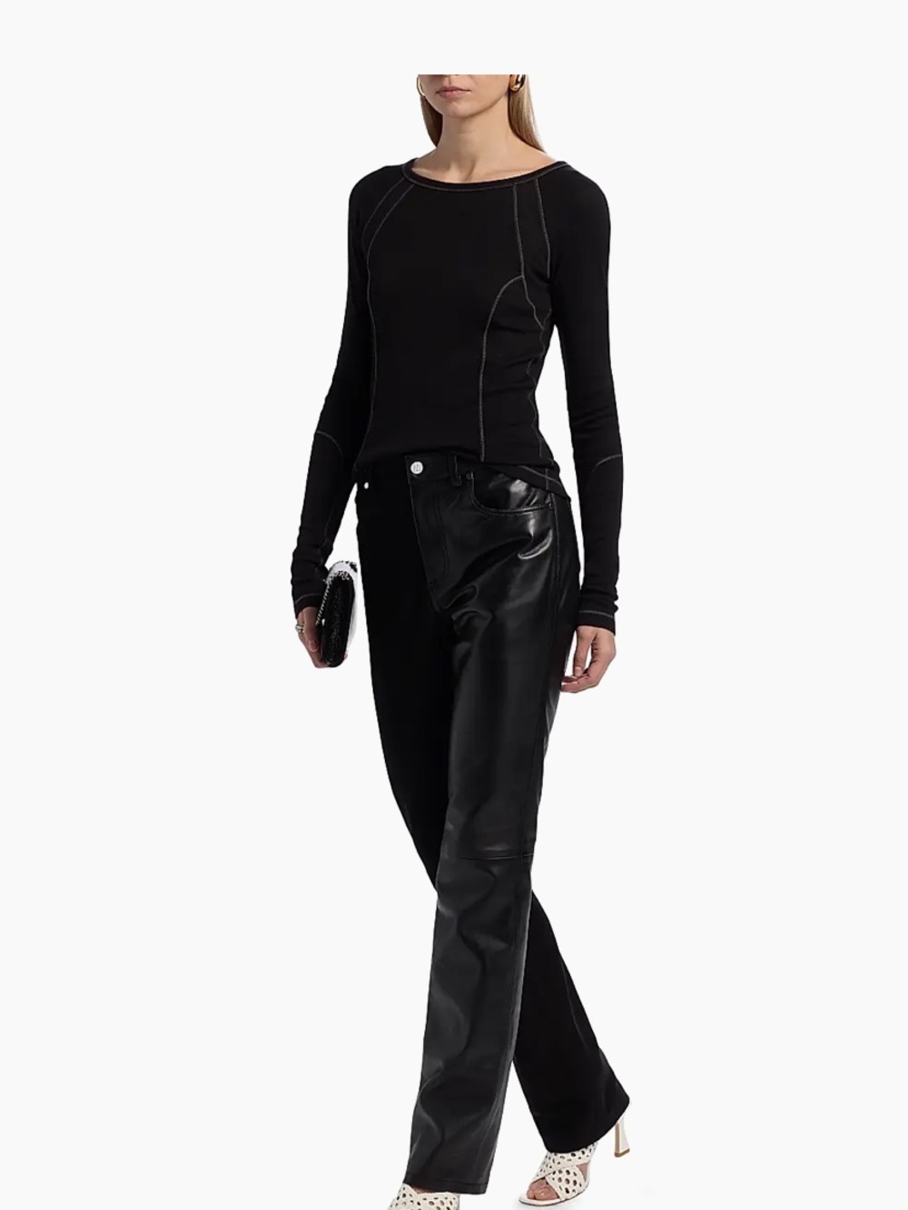Helmut Lang  leather genuine Black Straight Leg Pants size 10 waist 36 in